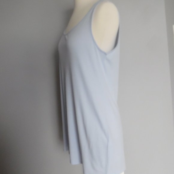 Eileen Fisher Scoop Neck Long Silk‎ Jersey Tank Top Blue Sleeveless Shirt - Picture 6 of 9